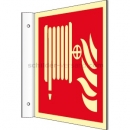 mit Brandschutzzeichen: Fahnenschild Löschschlauch nach DIN EN ISO 7010