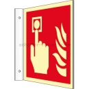 mit Brandschutzzeichen: Fahnenschild Brandmelder nach DIN EN ISO 7010