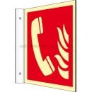 mit Brandschutzzeichen: Fahnenschild Brandmeldetelefon nach DIN EN ISO 7010