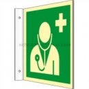mit Rettungszeichen: Fahnenschild Arzt nach ISO 7010 (E 009)