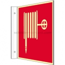 mit Brandschutzzeichen: Fahnenschild Löschschlauch nach ASR A 1.3 (2007)